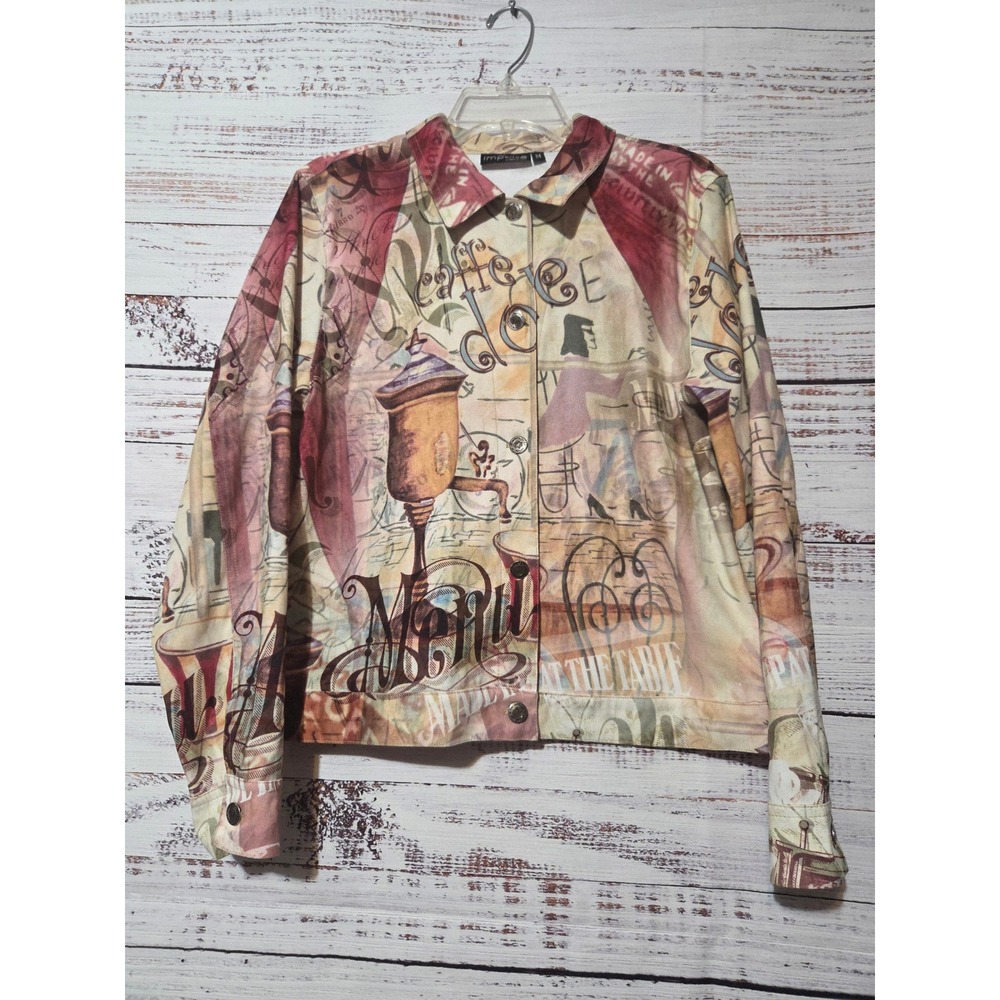 Impulse California Womens Caffe Dolce Novelty Print Cafe Jacket Multicolor Med